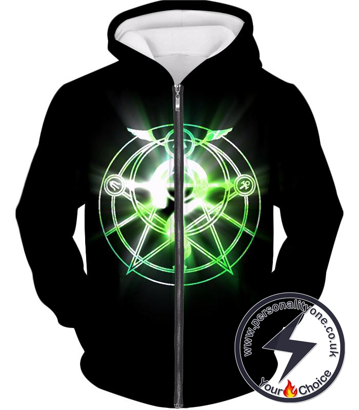 Fullmetal Alchemist Awesome Fullmetal Alchemist Alchemy Circle Symbol Black Anime Zip Up Hoodie